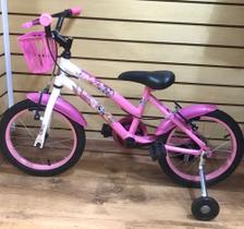 Bicicleta aro 16 branca/rosa princesas