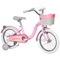 Bicicleta Aro 16 Com Rodinhas Infantil 5 A 8 Anos Rosa Para Meninas Cesto Frontal Refletor