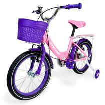 Bicicleta Aro 16 Com Rodinhas Rosa Love Infantil