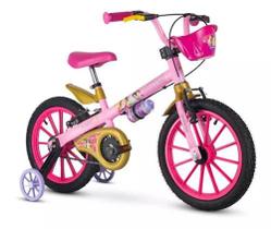 Bicicleta Aro 16 Em Alumínio C/rodinhas Menina Princesas Nathor Disney