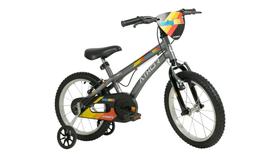 Bicicleta Aro 16 Infantil Athor Baby Boy Grafite Masculina Com Rodinhas