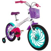 Bicicleta Aro 16 Infantil Caloi Ceci Branca com Rodinhas e Cestinha