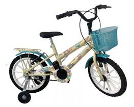 Bicicleta aro 16 infantil Cissa Amarelo Flower South com Bagageiro