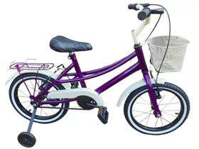 Bicicleta aro 16 infantil feminina ceci retro roxa/branco - Leo Bike