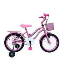 Bicicleta Aro 16 Infantil Feminina Princesa Retro C/ Cestinha Rodinhas De Treinamento