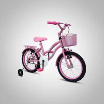 Bicicleta Aro 16 Infantil Feminina Princesa Retro C/ Cestinha Rodinhas De Treinamento
