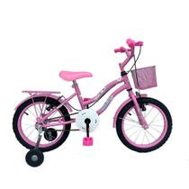 Bicicleta Aro 16 Infantil Feminina Princesa Retro C/ Cestinha Rodinhas De Treinamento - Life Pedal