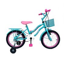 Bicicleta Aro 16 Infantil Feminina Princesa Retro C/ Cestinha Rodinhas De Treinamento - Life Pedal