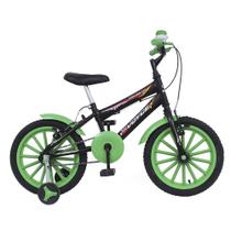 Bicicleta aro 16 Preta com Verde.
