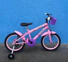 Bicicleta aro 16 rosa/roxa - personagem unicornio