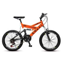 Bicicleta Aro 20 Aço 21 Marchas GPS Dupla Suspensão Freio V-Brake Laranja Colli Bike