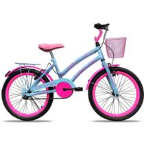 Bicicleta ARO 20 Celina com Cesta Azul e Rosa Colli