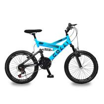Bicicleta aro 20 colli gps v-brake suspensão full azul champanhe 15