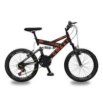 Bicicleta aro 20 colli gps v-brake suspensão full preto fosco/laranja neon 15