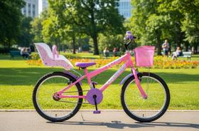 bicicleta aro 20 feminina com acessórios e cadeirinha bicicleta aro 20 feminina com acessórios e cadeirinha