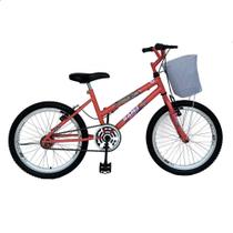 Bicicleta Aro 20 Feminina Infantil C/ Cesta Freio V Brake Com Descanço Lateral