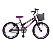 Bicicleta Aro 20 Feminina Infantil C/ Cesta Freio V Brake Com Descanço Lateral
