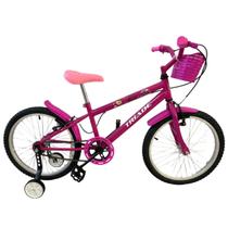 Bicicleta aro 20 feminina pink com rodinhas.