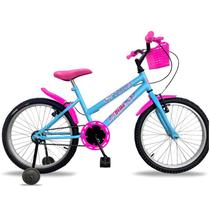 Bicicleta Aro 20 Infantil Feminina com Cestinha e Rodinhas Bike e Laser