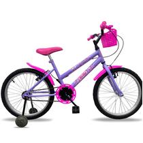 Bicicleta Aro 20 Infantil Feminina com Cestinha e Rodinhas Bike e Laser