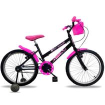 Bicicleta Aro 20 Infantil Feminina com Cestinha e Rodinhas Bike e Laser