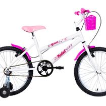 Bicicleta Aro 20 Infantil Mtb Girl com Roda Lateral Branco/Rosa