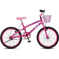Bicicleta ARO 20 JULLY Rosa Neon com Cestinha Bicicleta ARO 20 JULLY Rosa Neon com Cestinha