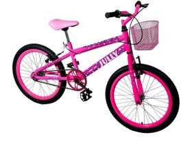Bicicleta ARO 20 JULLY Rosa Neon com Cestinha