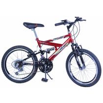 Bicicleta Aro 20 Max 220 Suspensão 18V Cor Vermelho e Preto Bicicleta Aro 20 Max 220 Suspensão 18V Cor Vermelho e Preto