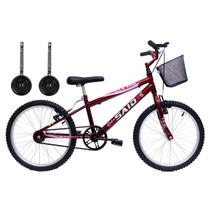 Bicicleta Aro 20 Mono Meninas Vermelho Com Rodinhas Bicicleta Aro 20 Mono Meninas Vermelho Com Rodinhas