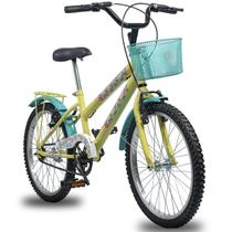 Bicicleta Aro 20 South Flower infantil Feminino Paralama e Cesto
