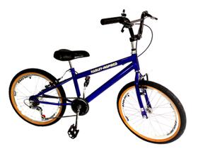 Bicicleta aro 20 tipo bmx masculino aro aero 6 marchas azul