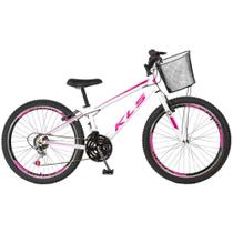 Bicicleta Aro 24 Alumínio Kls Sport Gold Freio V-Brake Mtb 21 Marchas Feminina