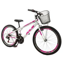 Bicicleta Aro 24 Alumínio Kls Sport Gold Freio V-Brake Mtb 21 Marchas Feminina