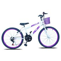 Bicicleta Aro 24 C/cestinha Forss Anny 18 Marchas Branco