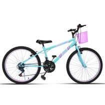 Bicicleta Aro 24 C/cestinha Forss Anny 18 Marchas Rosa