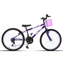 Bicicleta Aro 24 C/cestinha Forss Anny 18 Marchas Violeta