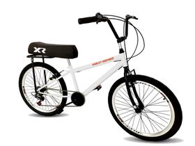 Bicicleta aro 24 com banco de mobilete 6 marchas tipo bmx br