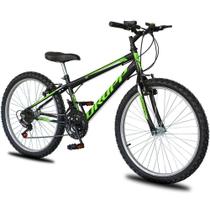 Bicicleta Aro 24 Dropp Sport Infantil Adulto18 Vel Marchas Freio V-brake - Preto e Verde