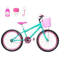 Bicicleta Aro 24 Feminina Alumínio Colorido Garrafinha Fon Fon Retrovisor Freios V-Brake - FlexBikes