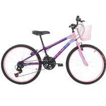 Bicicleta Aro 24 Feminina Infantil Wendy 18V Com Cestinha