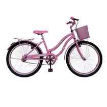 Bicicleta Aro 24 Feminina Jady Cecy Menina Com Cestinha Freio V Brake Rodas Alumínio Aero Resistente