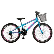 Bicicleta Aro 24 Kls Sport Gold Freio V-Brake Mtb 21 Marchas Feminina