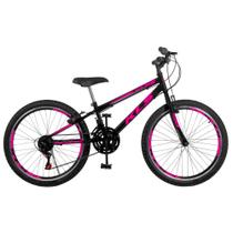 Bicicleta Aro 24 Kls Sport Gold Freio V-Brake Mtb 21 Marchas Feminina