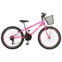 Bicicleta Aro 24 Kls Sport Gold Freio V-Brake Mtb 21 Marchas Feminina