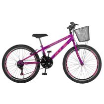 Bicicleta Aro 24 Kls Sport Gold Freio V-Brake Mtb 21 Marchas Feminina