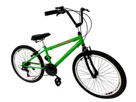 Bicicleta aro 24 masculino tipo bmx 6 marchas aero verde kwz