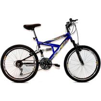 Bicicleta Aro 24 MTB 18V Full Suspension Max 240 Azul