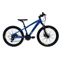 Bicicleta Aro 24 Oggi Hacker 21v - Preto/Azul/Amarelo