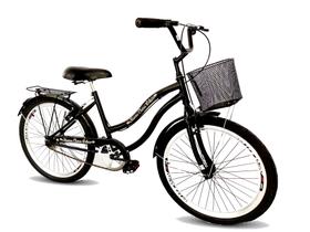 Bicicleta aro 24 passeio retrô vintage s/ marchas com cesta